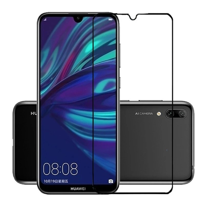กาวเต็ม 3D กระจกนิรภัยสําหรับ Huawei Y6 Y7 Y9 Y5 Prime 2019 ป้องกันหน้าจอสําหรับ Huawei Y6 Y7 Y5 Pri