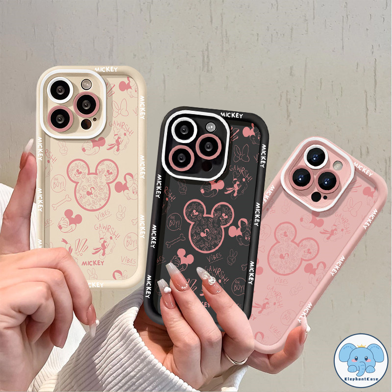 แฟชั่นน่ารักมิกกี้เมาส์ TPU นุ่มเข้ากันได้ เคสไอโฟน 16 11 13 15 12 14 Pro Max XR 16 8 7 15 6 14 6S Plus X XS Max SE เคส