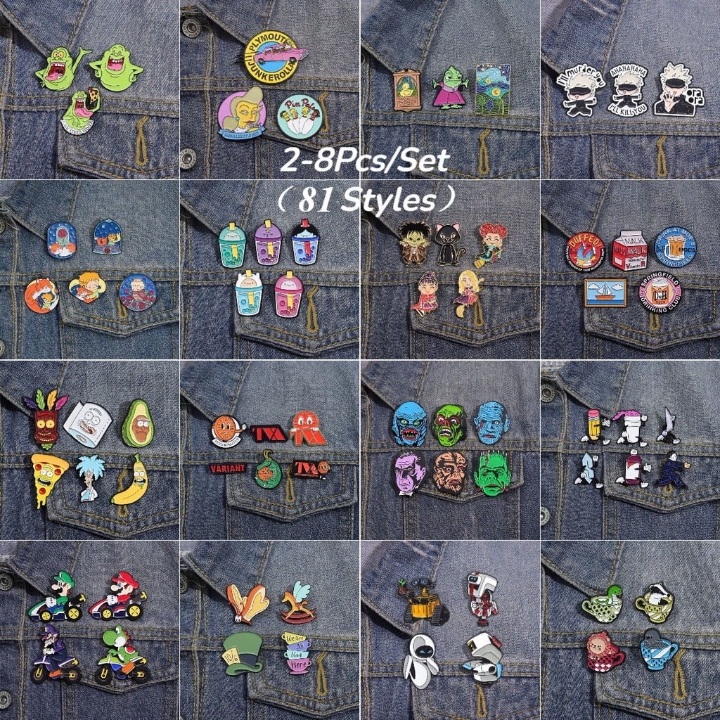 (81 รูปแบบ) 2-8 ชิ้น/เซ็ตอะนิเมะ ชุด เข็มกลัดเคลือบแฟชั่นเสื้อผ้าอุปกรณ์เสริมของขวัญเครื่องประดับสําหรับเพื่อน