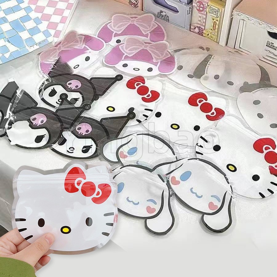 10/20 ชิ้น Sanrio โปร่งใส Ziplock กระเป๋า Hello Kitty Cinnamoroll Kuromi My Melody สารกันบูดถุงขนมถุงของขวัญ