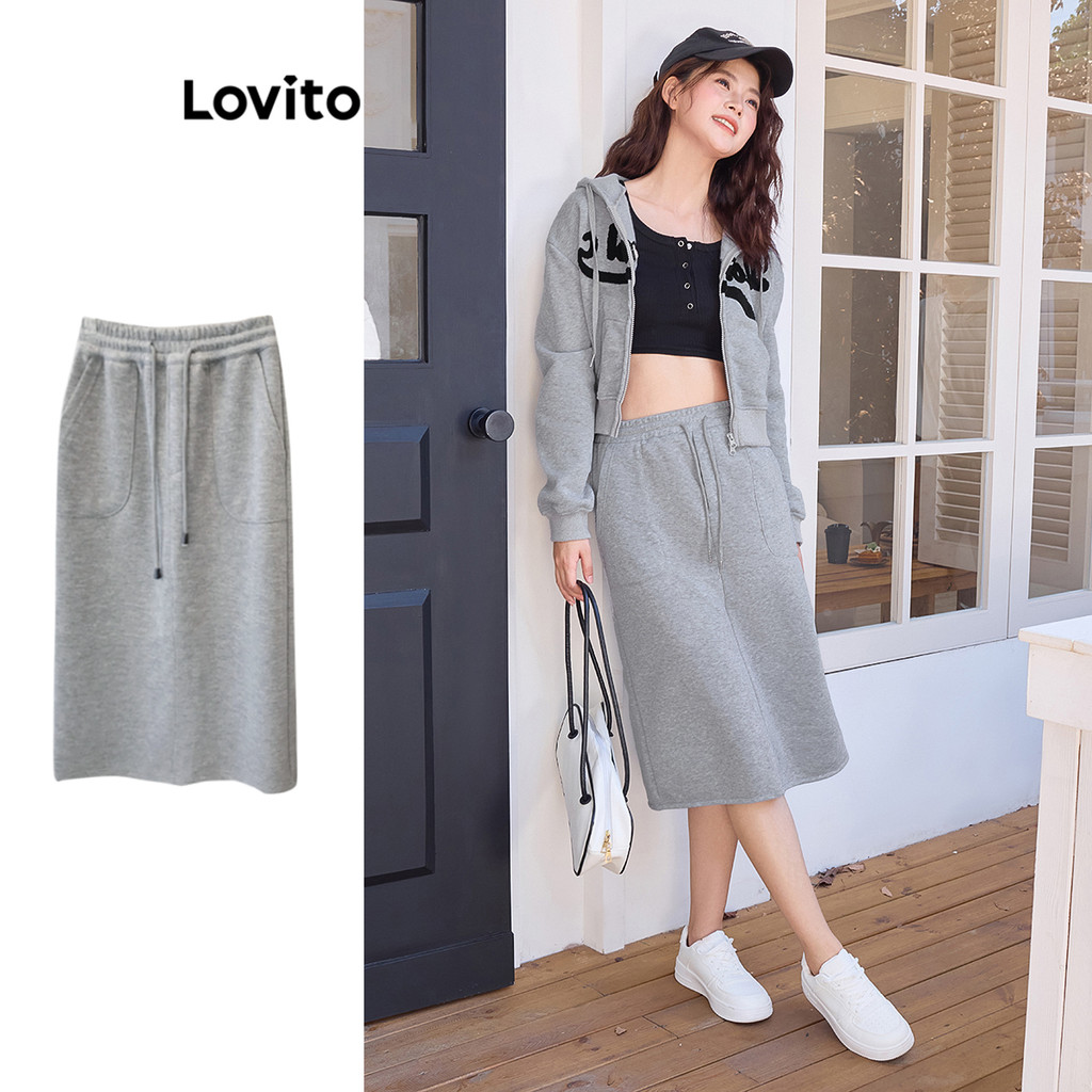 Lovito กระโปรงกระเป๋าธรรมดาแบบสบาย ๆ สำหรับผู้หญิง L106AD163