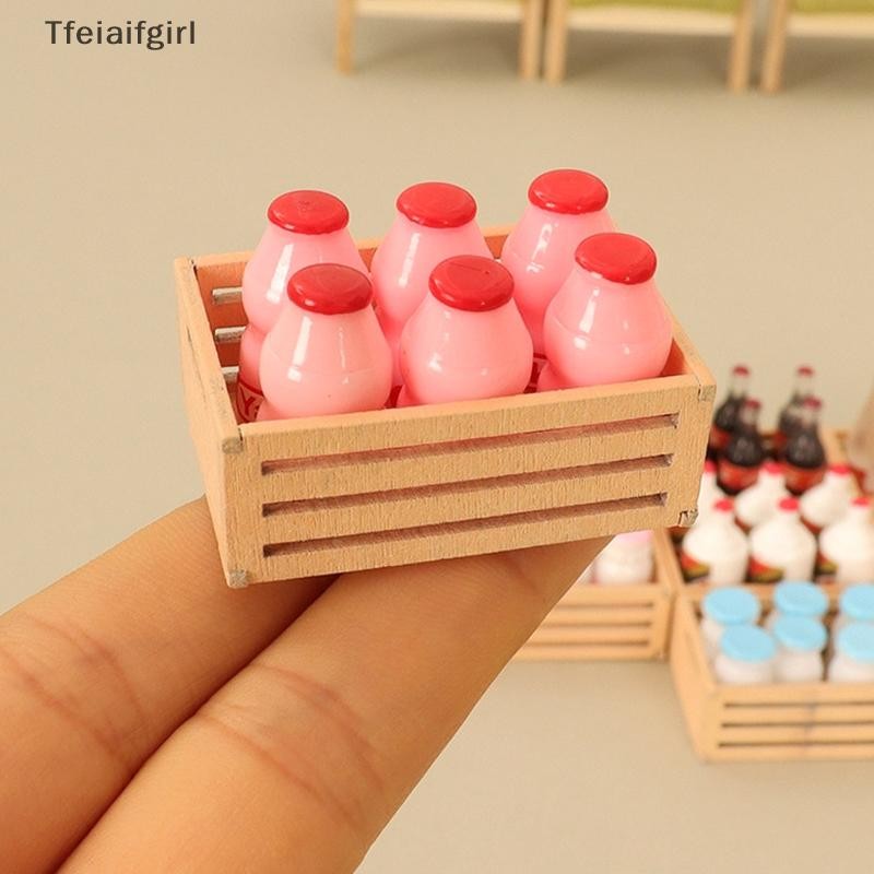 Tfl 1 ชุด 1:12 Dollhouse Miniature ขวดนม W/กรอบเก็บขวดไวน์เครื่องดื่มผู้ถือตกแต่งห้องครัวของเล่นตุ๊กตา House อุปกรณ์เสริม GZ
