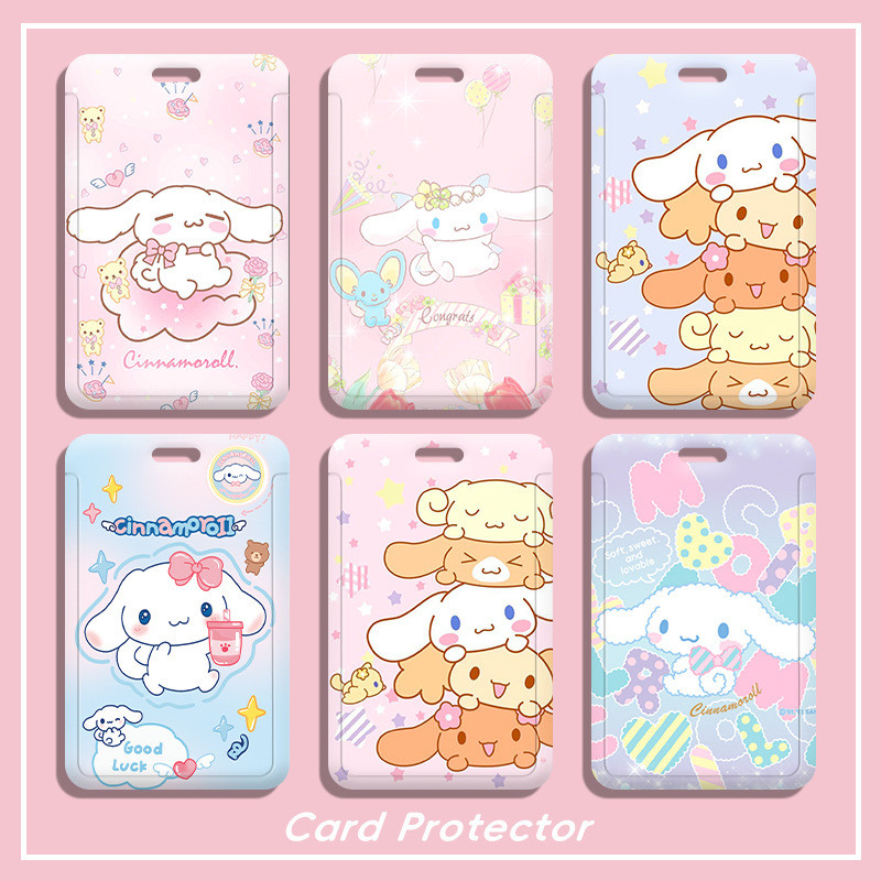 2024 Anime Cinnamon Dog ABS Plastic Hard Slide Card Holder Waterproof Two-Card Slot Identification ID Holder Student Card Campus Meal Card Game Membership Card Protective Case