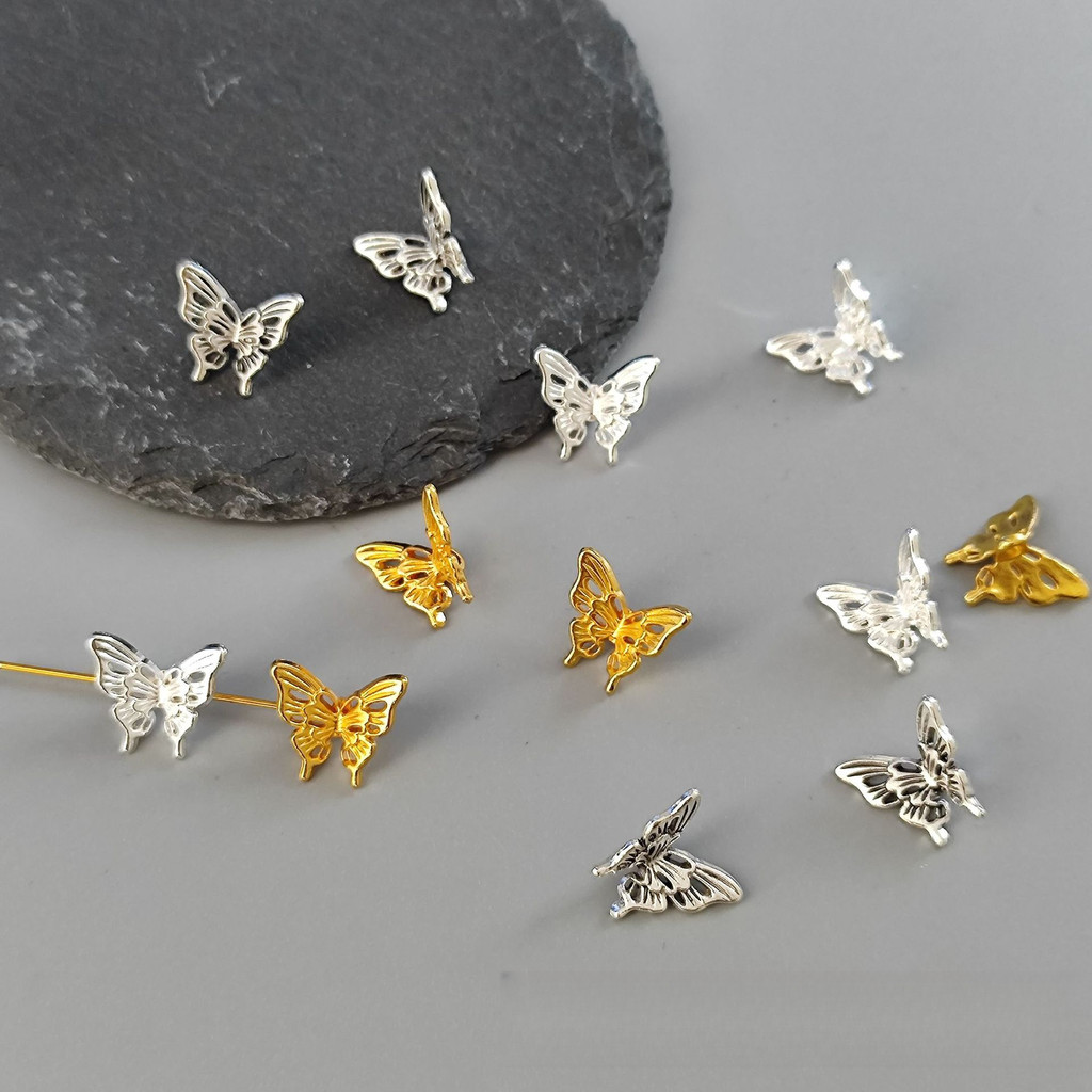 50pcs กลวงผีเสื้อคั่นลูกปัดดอกไม้ DIY สร้อยข้อมือลูกปัดเครื่องประดับขายส่ง