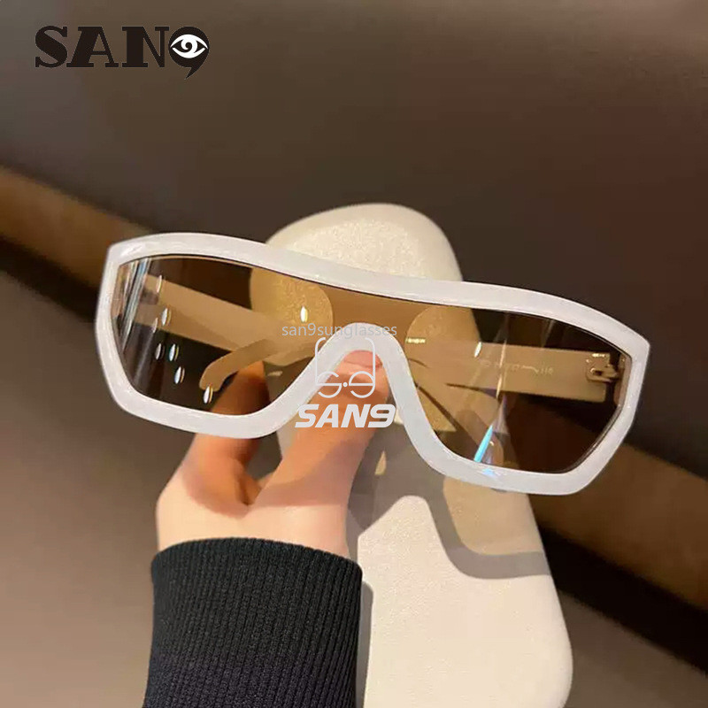 ใหม่พีชสีชมพูบังแดดแว่นตาแฟชั่นกลางแจ้งแว่นตากันแดดเต็มกรอบ