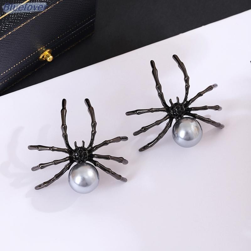 Bluelover 1 คู่แฟชั่น Spider Pearl ต่างหูสําหรับสาวอินเทรนด์บุคลิกภาพ Dark สไตล์ฮาโลวีนต่างหูเครื่องประดับอุปกรณ์เสริมของขวัญใหม่