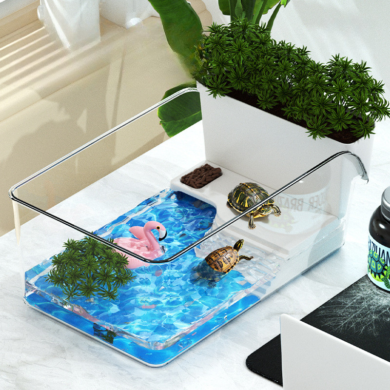 ลานอเนกประสงค์สำหรับเต่า ชุดตู้ปลาตั้งโต๊ะ อ่างเต่า พื้นที่ของสัตว์เลื้อยคลาน 3in1 และโต๊ะอาบแดด - รูปที่ 5