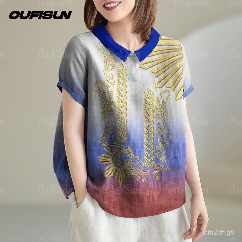 Women Modern Asian Attire For Women Modern filipiniana blouse 2025 Blouses Women  Shirts Casual Baro