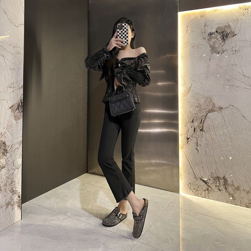 ใหม่สําหรับปี 2026หนาSoledเพิ่มความสูงสบายสบายๆSlip-On Birkenstockรองเท้าเพชรเต็มBaotouครึ่งรองเท้าแตะผู้หญิงสวมใส่ด้านนอก2024ฤดูใบไม้ผลิฤดูใบไม้ร่วง20250702 - รูปที่ 3