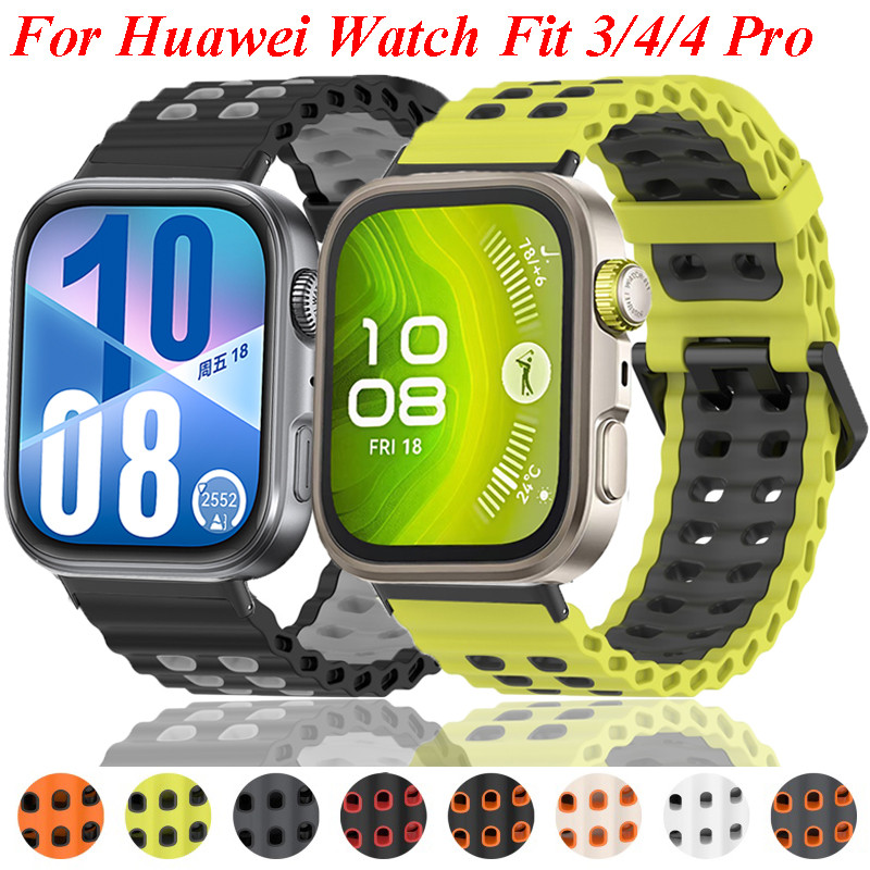 สายซิลิโคนสําหรับ Huawei Watch Fit 4 Pro Sport Band Breathable Watchband ผู้ชายผู้หญิงสร้อยข้อมือสําหรับ Huawei Fit3 Fit4 Fit4Pro Correa