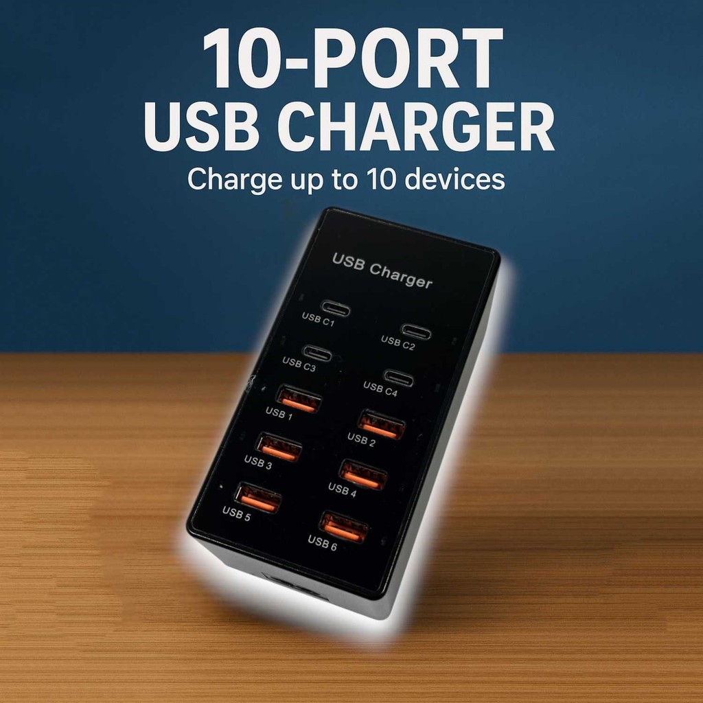 ALASICKA USB Hub Charger 10 Multi Port Type C 5V/2.4A 60W EU Plug - YC-A6