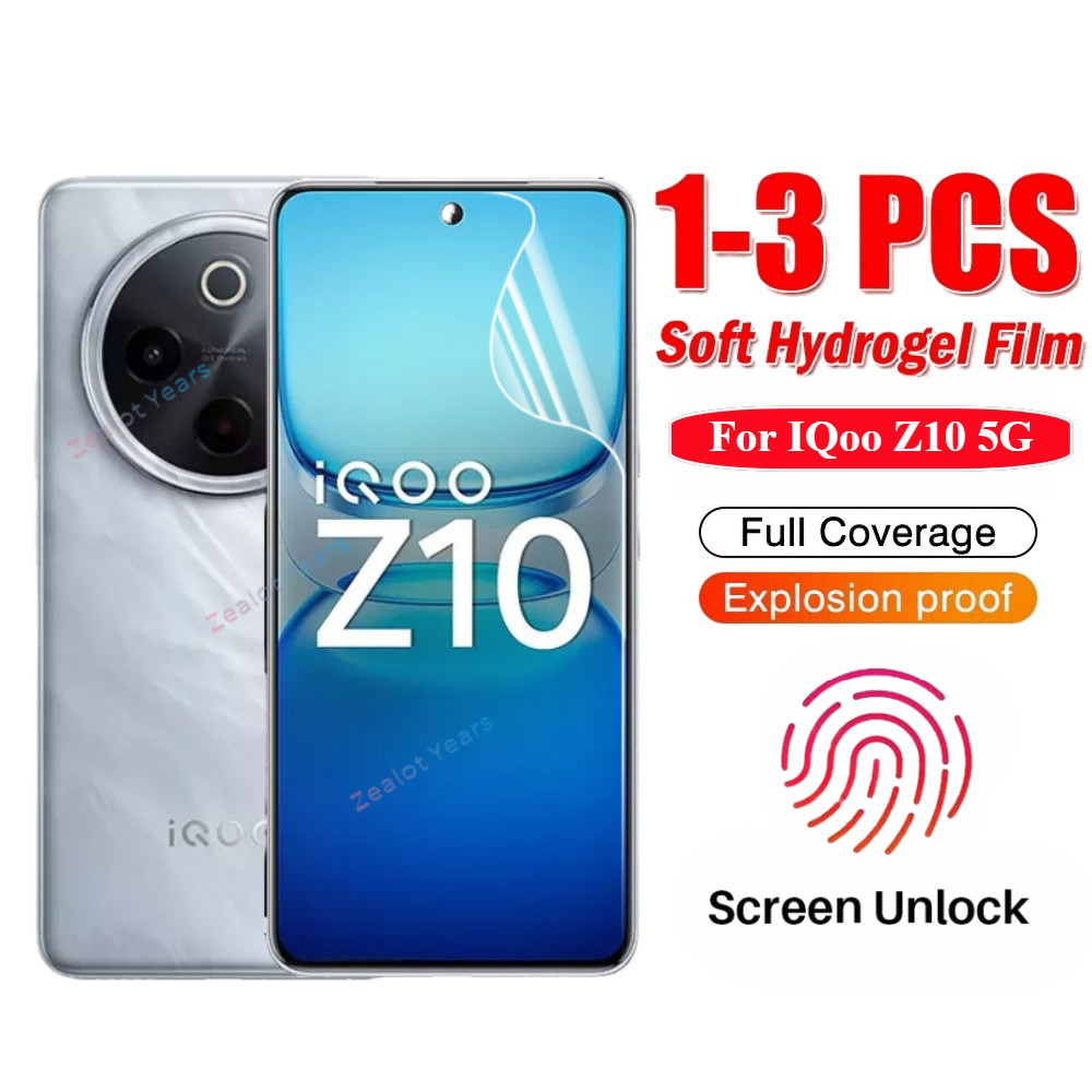 1-3 ชิ้นฟิล์มไฮโดรเจลสําหรับ IQoo Z10 5G ป้องกันหน้าจอฟิล์มไม่ใช่กระจก