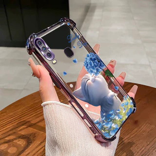 สําหรับ VIVO Y11 Y12 Y15 Y17 Y19 เคสโทรศัพท์ดอกไม้แมวสี่มุมซิลิโคน TPU โปร่งใสนุ่ม XH007