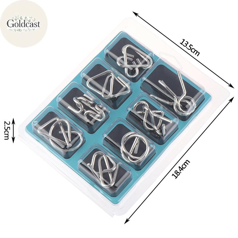 ทอง 8 ชิ้น/เซ็ตวัสดุปริศนาโลหะลวด IQ Mind สมอง Teaser ปริศนา Reliever ของเล่น TH - รูปที่ 3