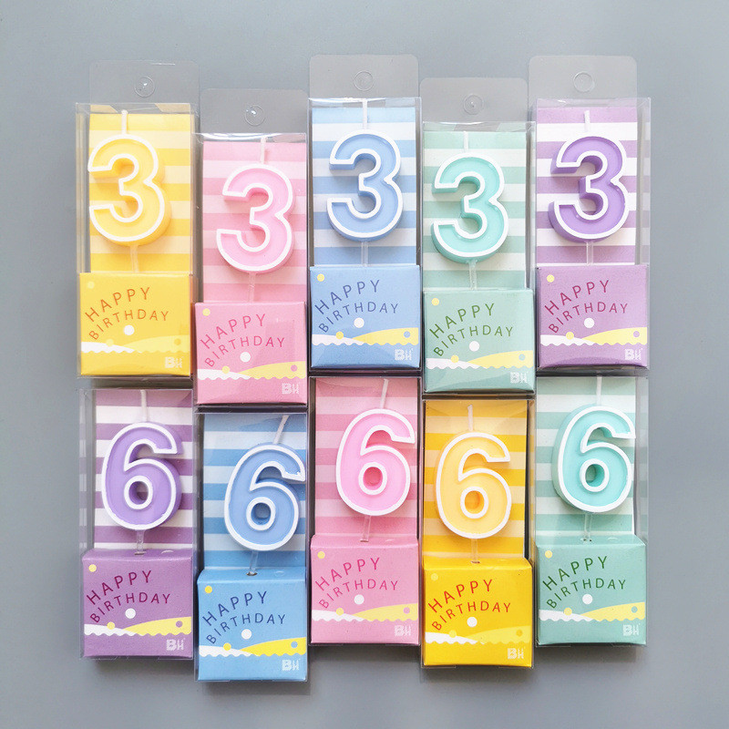 🔥สินค้าพร้อมส่ง🔥 COD เทียนวันเกิดตัวเลขสีพาสเทล แบบบรรจุ PVC แยกชิ้น สำหรับตกแต่งเค้ก