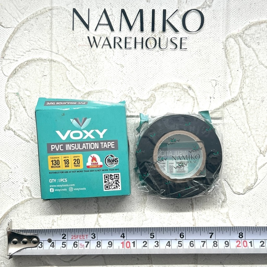 เทปสายไฟไวนิลสีดํา VOXY 20 หลา 18 มม. NAMIKO WAREHOUSE