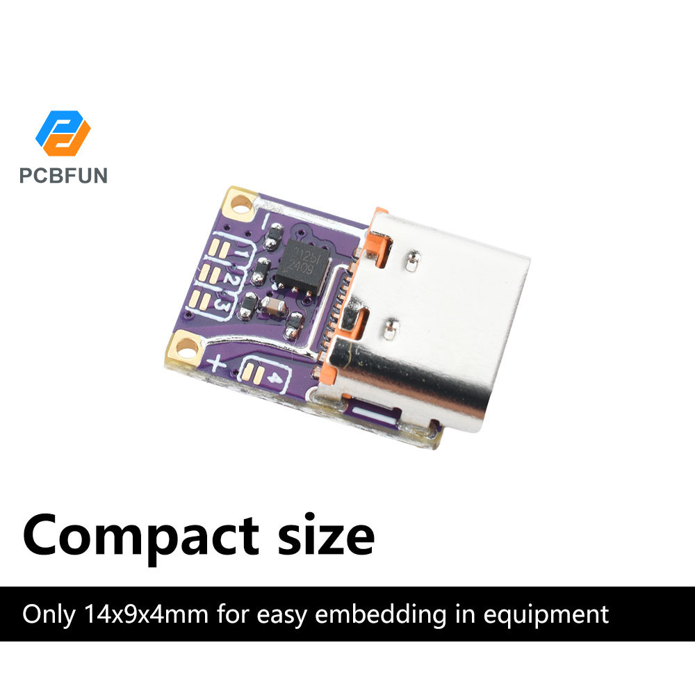 Pcbfun 1/3/5pcs PD3.0 PD3.1 QC3.0 Trap Fast ชาร์จโมดูล DC 5 V/9 V/12 V/15 V/20 V Default 5 V เอาต์พุตแรงดันไฟฟ้า Trigger PD to DC Fast ชาร์จโมดูลประเภท C อินเทอร์เฟซ