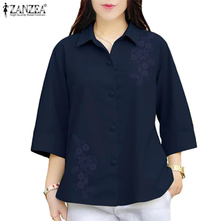 ZANZEA เสื้อวันหยุดแขนหลวมแบบลูกไม้ สไตล์เกาหลีสำหรับผู้หญิง