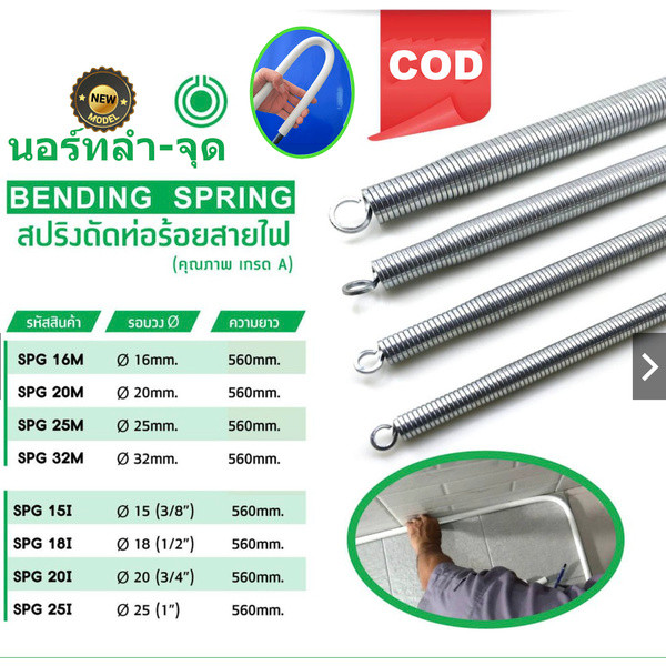 Nano สปริง สปริงดัดท่อ ร้อยสายไฟ SPG 16-32M , 4หุน-1นิ้ว ใช้สำหรับท่อ แบบมิล และ แบบหุน แบ่งขาย 1ชิ้น และ ยกลัง