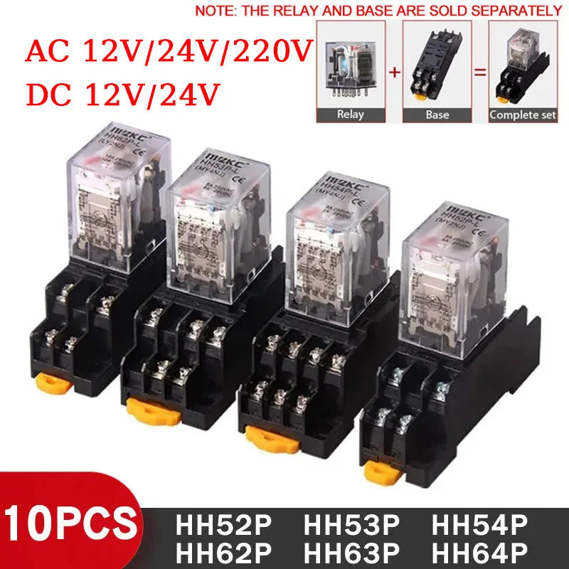 10PCS Miniature Control รีเลย์ขนาดเล็กกลางรีเลย์ AC 12V DC 24V AC220 HH52P HH53P HH54P HH62P HH63P H