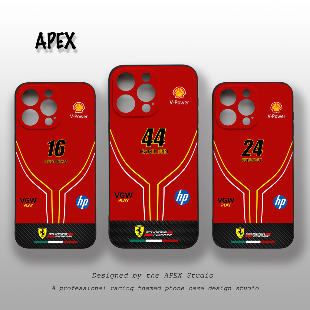 [คลังสินค้าพร้อม] เคสโทรศัพท์เนื้อ Ferrari F1 Fleet Racing 16 Leclair 44 Hamilton SF24 เหล็กวัดพุทธส
