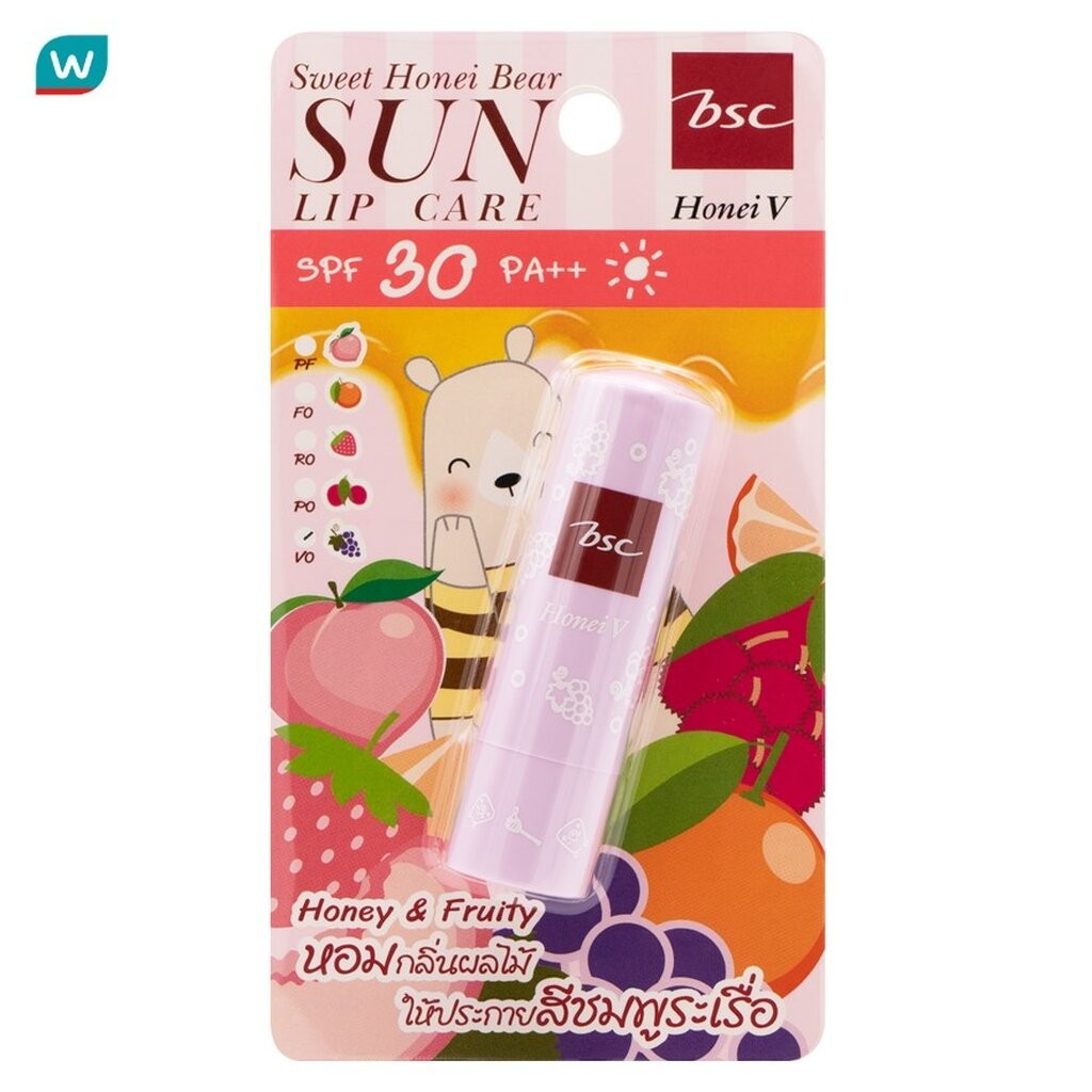 Honei V BSC ฮันนวี่ บี เอสซี สวีทฮันนี่แบร์ ซัน ลิปแคร์ SPF30 PA++ 4.5ก. V0 องุ่น