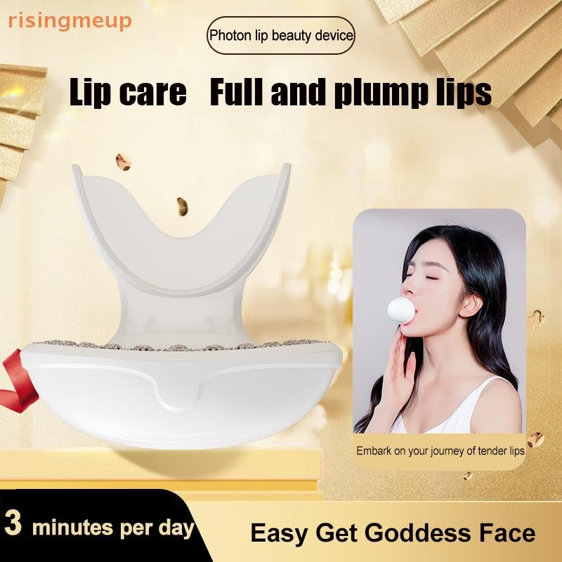 [risingmeup] Lip Beauty Device กําจัดริ้วรอย LED ความร้อนแบบพกพา Lip Protector แสงอินฟราเรดคอลลาเจน 