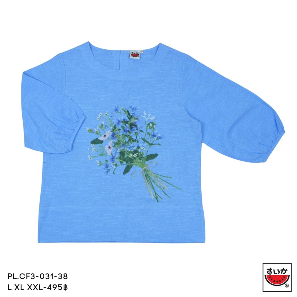 เสื้อแตงโม (SUIKA) - เสื้อผ้าสลาฟ คอปาดกระดุมหลัง 3 เม็ด แขนสามส่วนปลายแขนจั๊ม (PL.CF3-031 036 185 049 156 157 158 072) — صورة 2