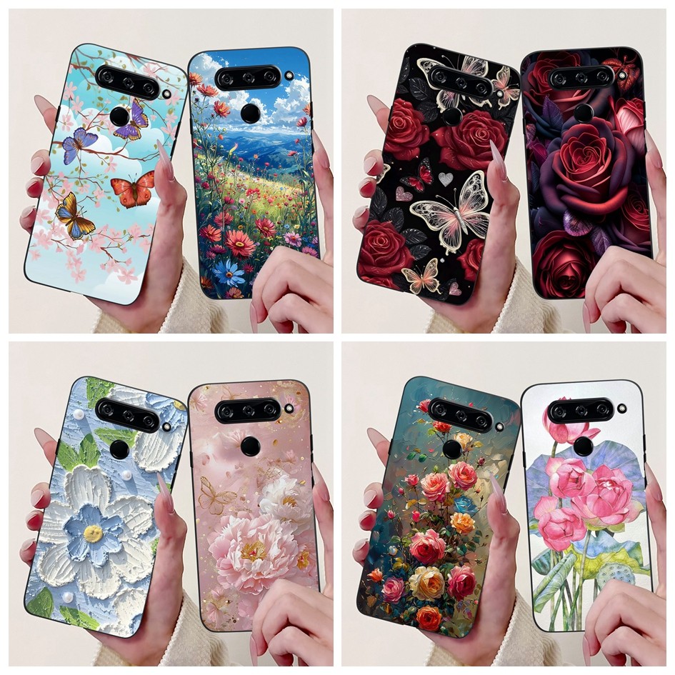 สําหรับ LG V40 ThinQ ปลอก V405QA7 V405UA ใหม่ดอกไม้ที่สวยงามซิลิโคนอ่อนนุ่ม Matte TPU สําหรับ LGV40 