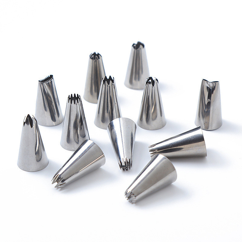 หัวตกแต่งครีมสแตนเลสแท้  หัวตกแต่งเค้ก บิสกิต ครีมบางเบา ชุดหัวตกแต่งขนม (17 แบบให้เลือก)