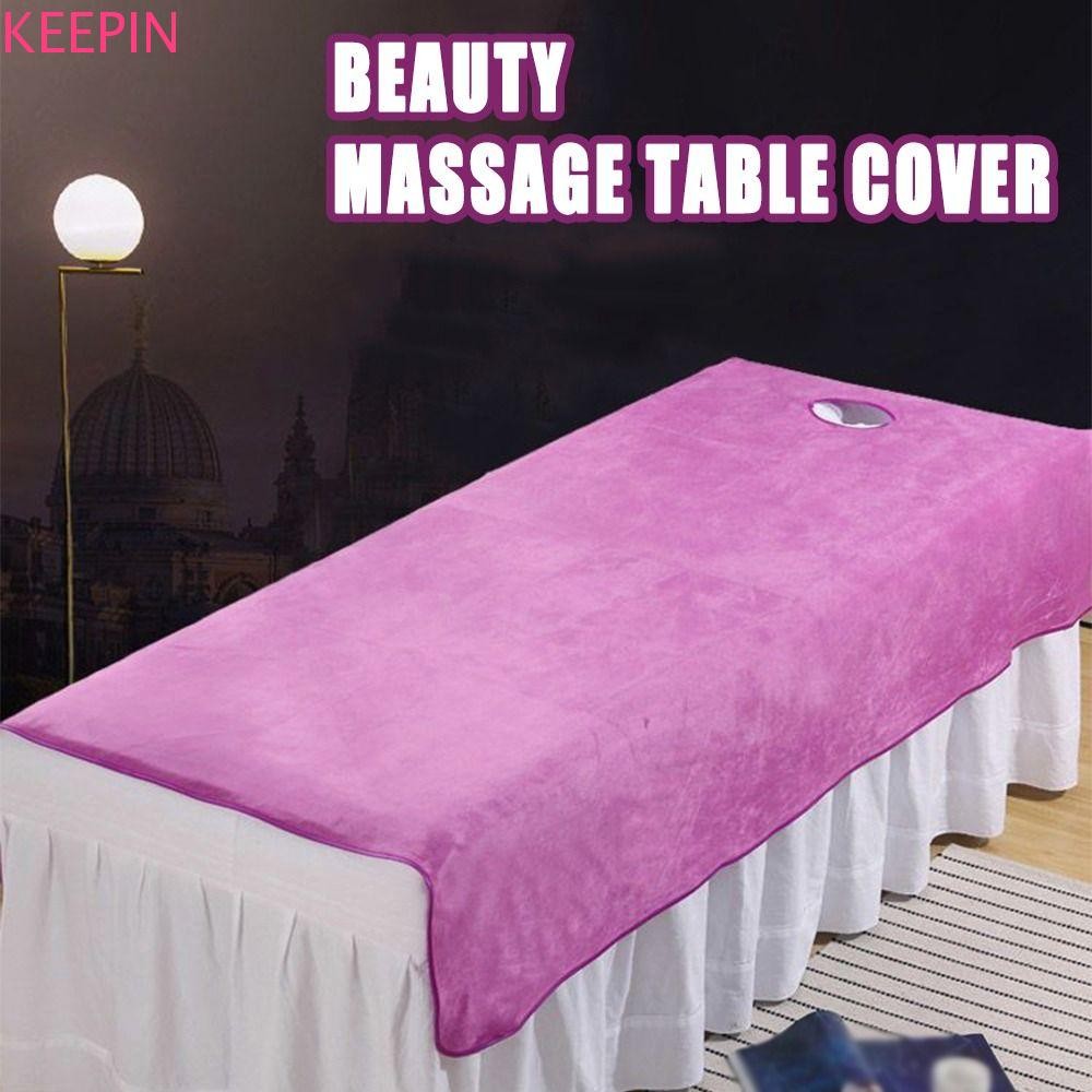 Keepin SPA ผ้าคลุมเตียง, สบายด้วยผ้าปูที่นอนเครื่องสําอาง Face Hole, มัลติฟังก์ชั่นนุ่มสีทึบหนาแผ่นเตียงนวดนวดนวด Treatment