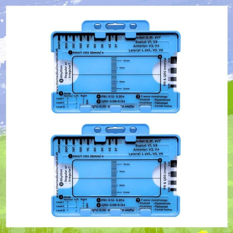2PCS ECG 7 Step ไม้บรรทัด ECG 7 ขั้นตอนไม้บรรทัดสําหรับ ECG 7 Step ไม้บรรทัด ECG, แบบพกพา ECG Assess