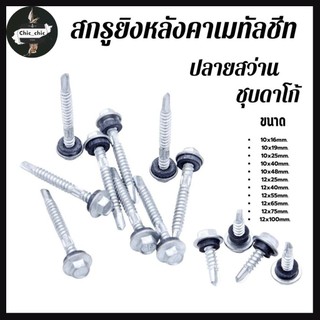 (ถุงละ100ตัว) สกรูยิงหลังคาเมทัลชีท ปลายสว่าน ชุบดาโก้ ยิงหลังคาเมทัลชีทโครงเหล็ก