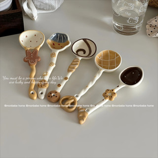 ช้อนเซรามิก insช้อนขนมปังเซรามิกลายการ์ตูนน่ารัก ช้อนไอศกรีม…