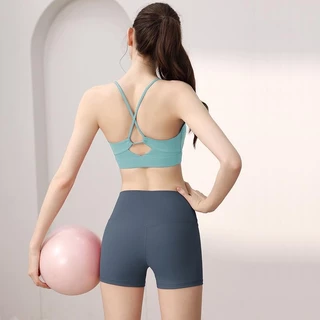 SHQX ขายร้อน! ชุดออกกําลังกายชุด-สปอร์ตบราซัพพอร์ตและกางเกงขาสั้นโยคะ-ผ้าแห้งเร็วน้ําหนักเบาสําหรับฤดูร้อนการฝึกอบรมและกีฬากลางแจ้ง-ไม่เห็นและปราศจากเชเฟ่
