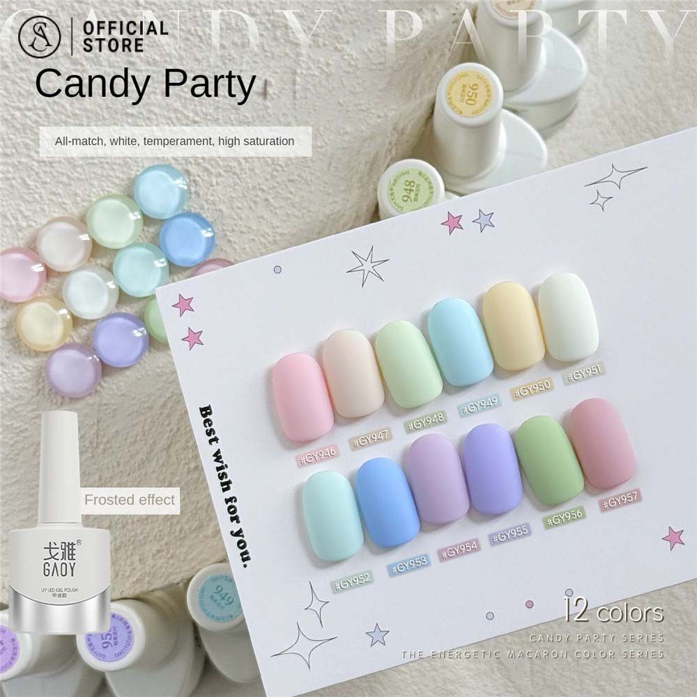 GAOY กาวยาทาเล็บสีสันสดใส สีมาการอง ยาทาเล็บเจลติดทนนาน