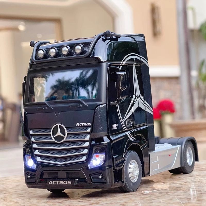 Mercedes-Benz Trailer รถบรรทุกรถ Transporter 1: 24 เลียนแบบรถรุ่นของเล่นรถตกแต่งของขวัญคอลเลกชันชาย