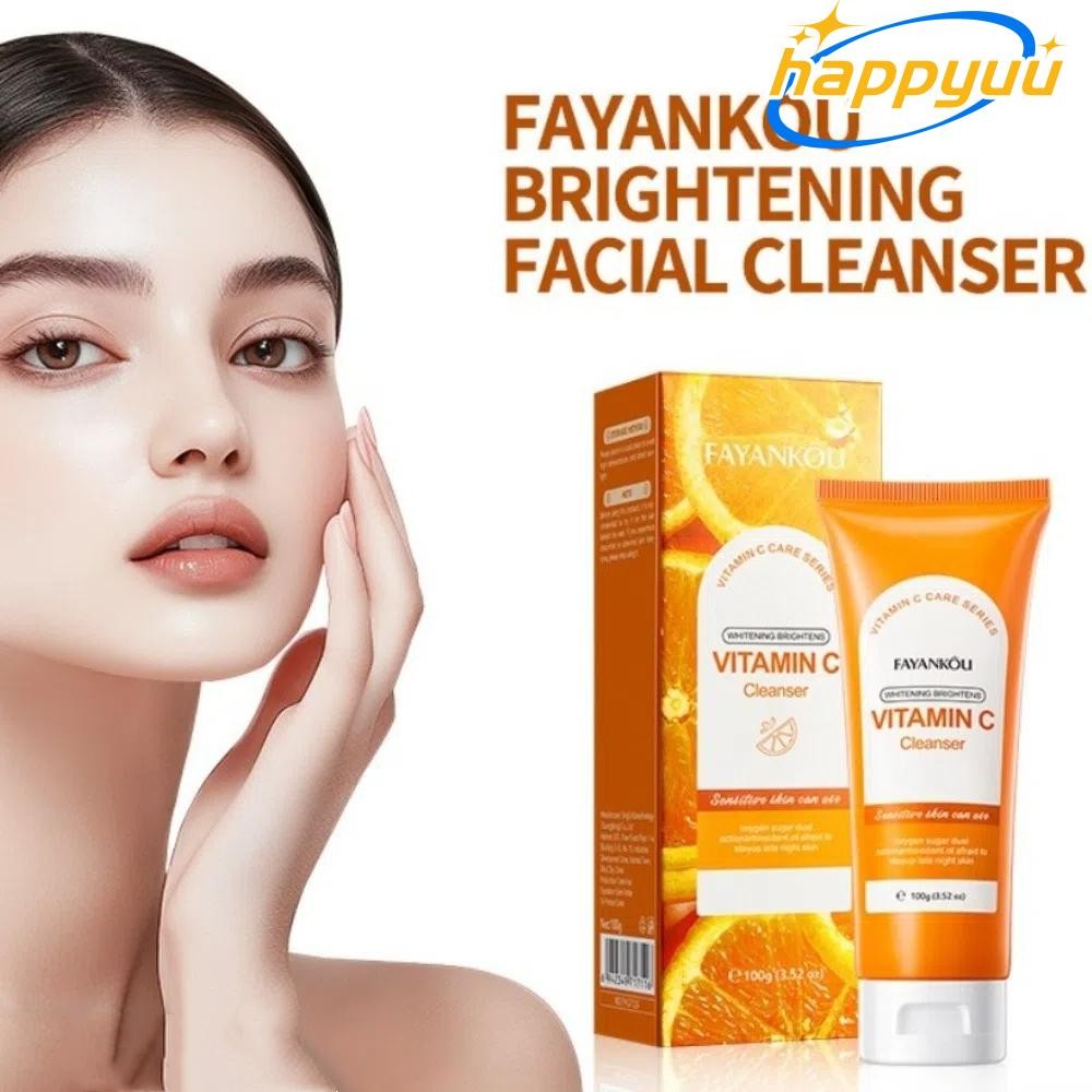 HAPPYUU Facial Cleanser, Whitening Vitamin C Cleanser Milk, Brightening Cleaning Facial Cleanser Bal