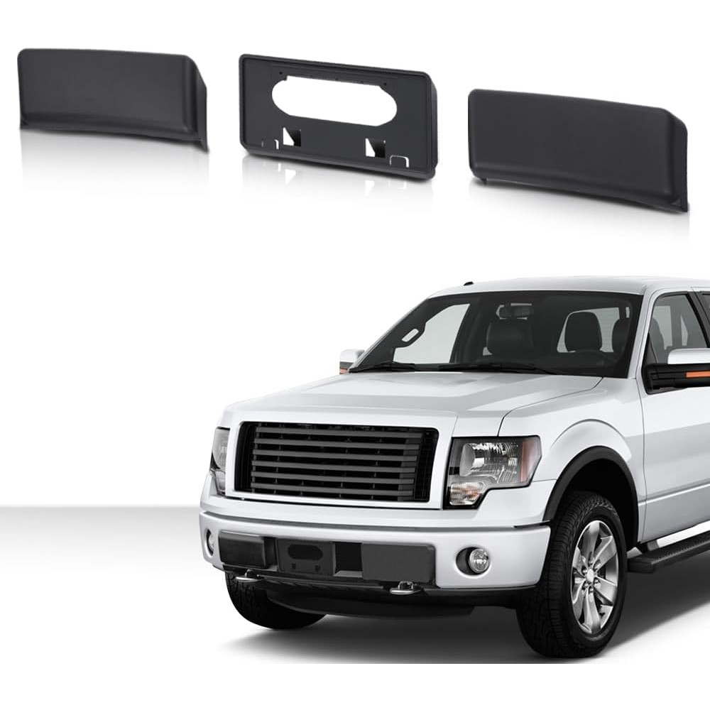 PIT66 กันชนหน้าแผ่นและใบอนุญาตกรอบวงเล็บใช้งานร่วมกับ Ford F150 2009 2010 2011 2012 2013 2014 ใส่หมว