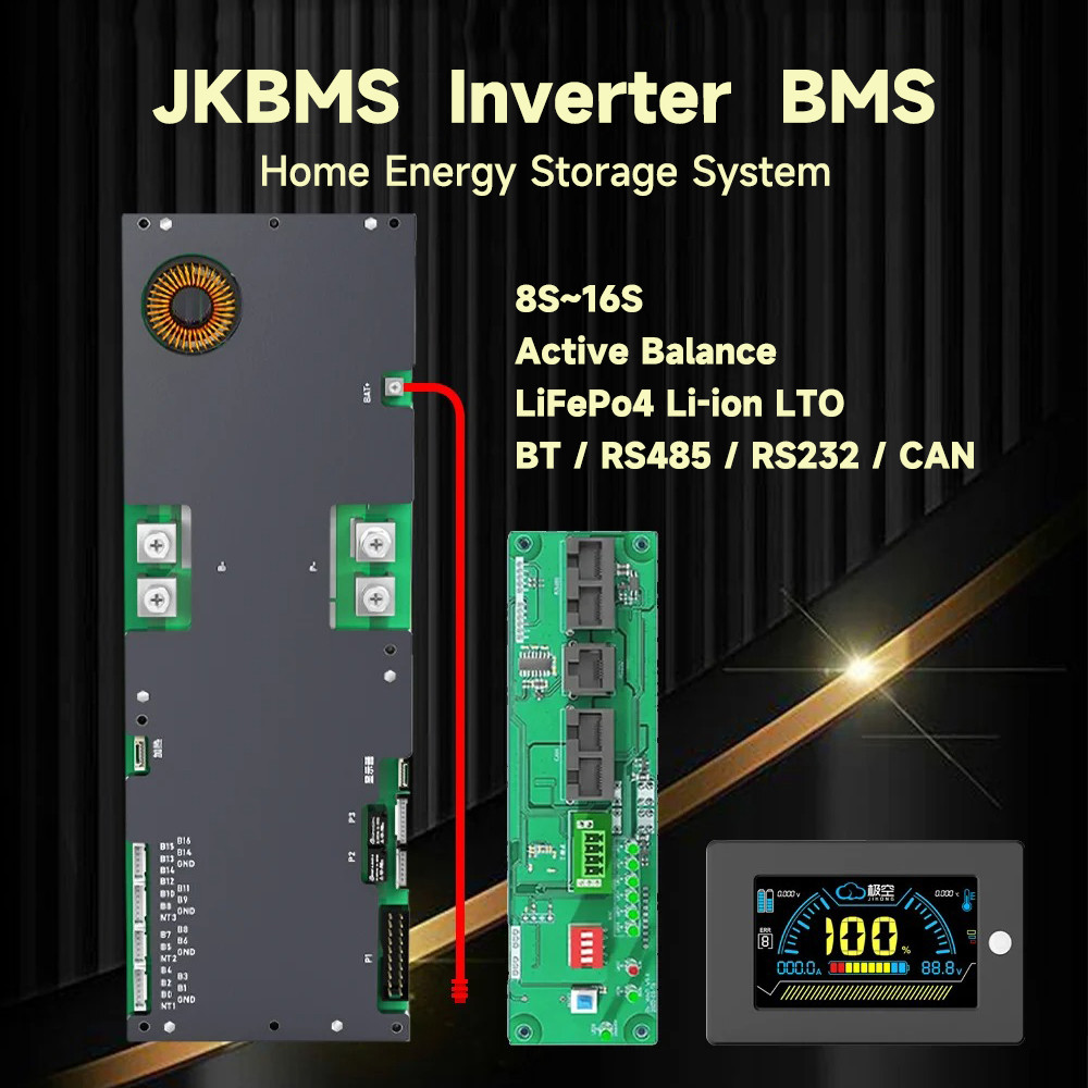 JKBMS Smart BMS Inverter Family Energy Storage 8S 24V 16S 48V 100A 150A 200A Lifepo4 Li-ion LTO