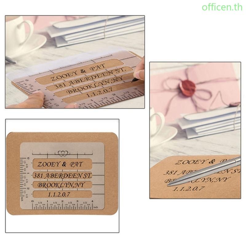 Cen 4 ชิ้น Craft Addressing Guide สมุดบันทึก Multi-use Letter Envelope Stencil Template