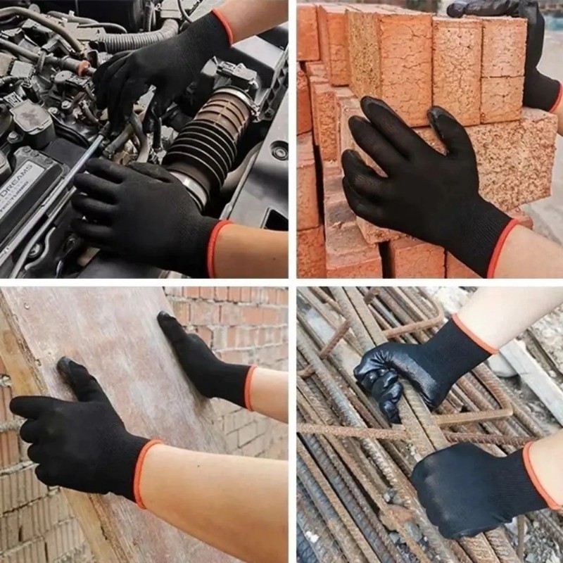 ถุงมือนิรภัยที่ทนทานสีดํา-ถุงมือทํางานกันลื่นทนต่อการสึกหรอ-สําหรับทําสวนและงานไม้ (1/3/5 คู่) - รูปที่ 4