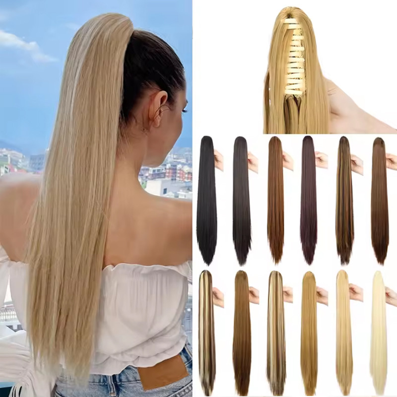คลิปกรงเล็บตรงผมหางม้าต่อผมสังเคราะห์ ขนาด 24 นิ้ว สำหรับผู้หญิง Pony Tail Hairpiece