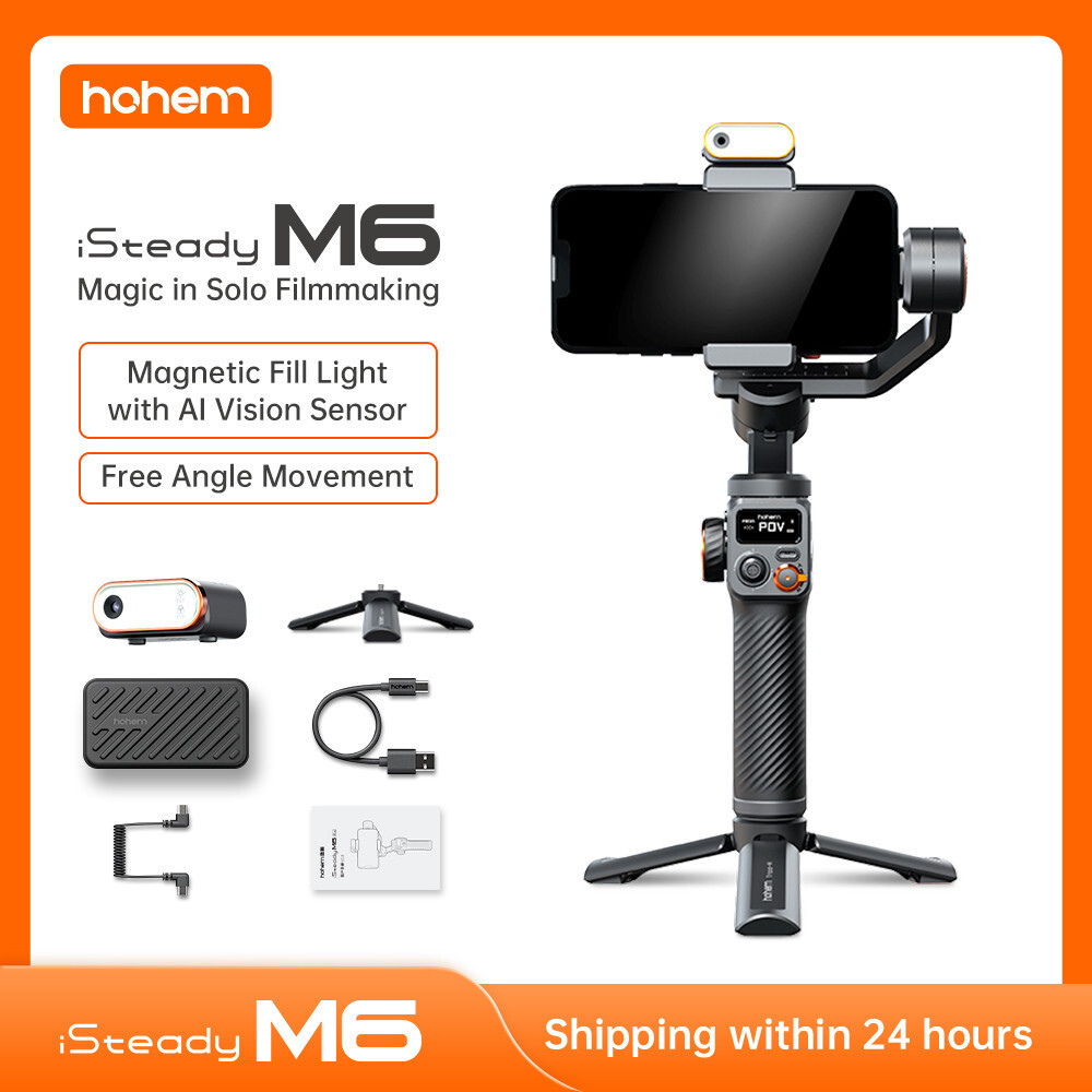 Hohem iSteady M6 ชุด 3 แกน Gimbal Stabilizer AI แม่เหล็กเติมแสงสมาร์ทโฟน IOS