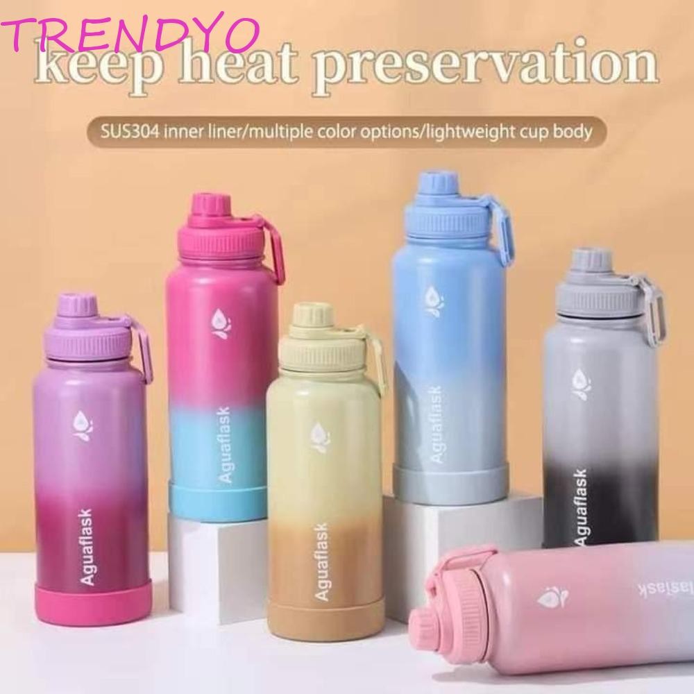 TRENDYO ถ้วยเก็บความร้อนสําหรับเล่นกีฬา, กระติกน้ําหุ้มฉนวนสแตนเลส 1 ลิตร, แก้วน้ํา กระติกน้ําสูญญากาศป้องกันการรั่วแบบไล่โทนสีความจุขนาดใหญ่กิจกรรมกลางแจ้ง