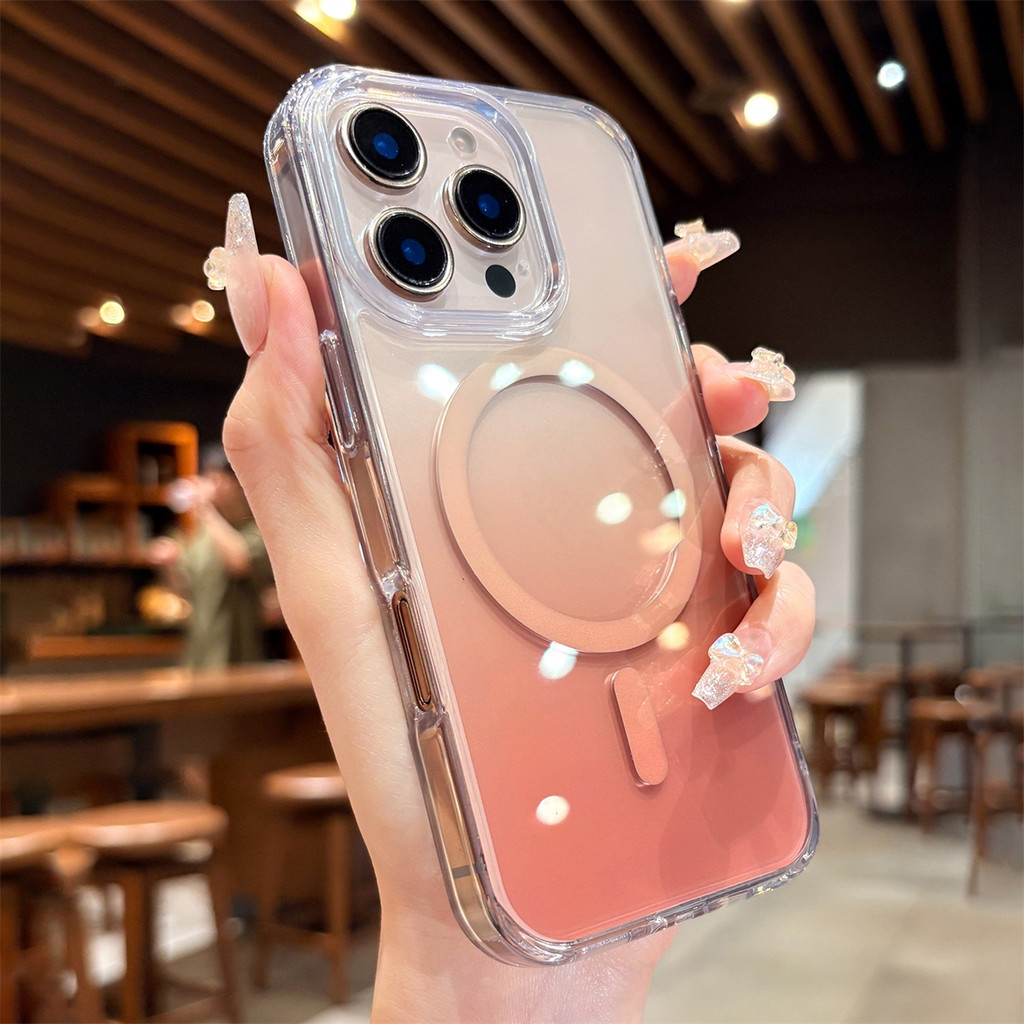 เคสโทรศัพท์แม่เหล็กสีสันสดใสไล่โทนสีสําหรับ ไอโฟน 13 14 15 16 มือโปร สูงสุด 16 บวก ปลอกโปร่งใสฝาครอบกันกระแทก