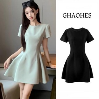 YODOชุดเดรสสีเรียบแสนน่ารัก สำหรับผู้หญิง ทรงเอวเรียว ดูผอม …