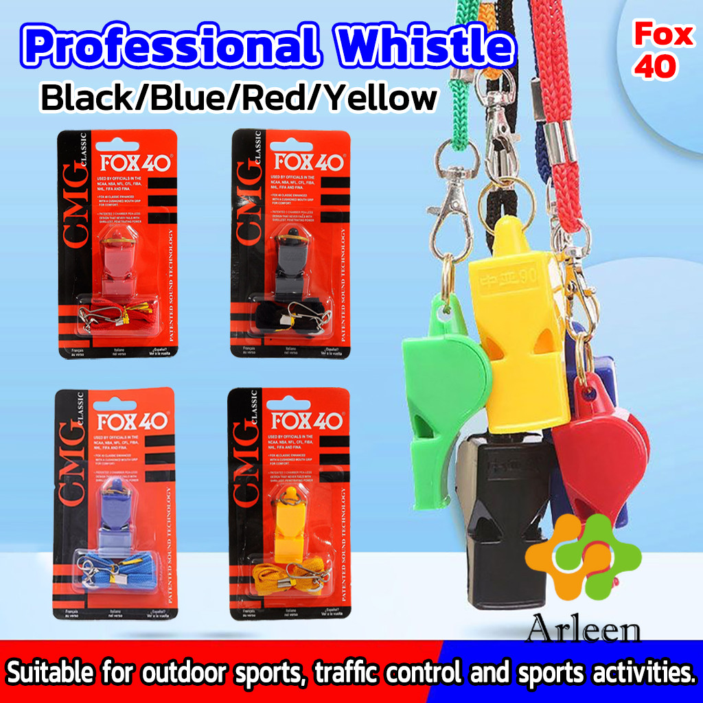 Arleen นกหวีด FOX 40 สำหรับกีฬาาฟุตบอล บาสเกตบอล สำหรับโค้ช กรรมการ และการเดินป่า และเหตุฉุกเฉิน มีเชือกคอ