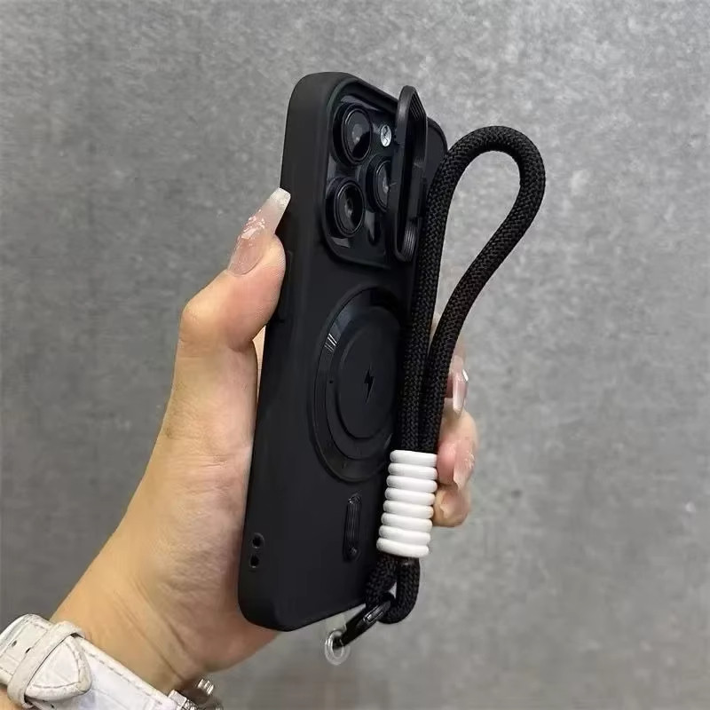 เคสไอโฟนพร้อมสายเชือกเส้นเล็ก Matte แม่เหล็กเคสโทรศัพท์สําหรับiPhone 18 17 Pro max 16 15 14 13 12 11 กรณีความงามกันก