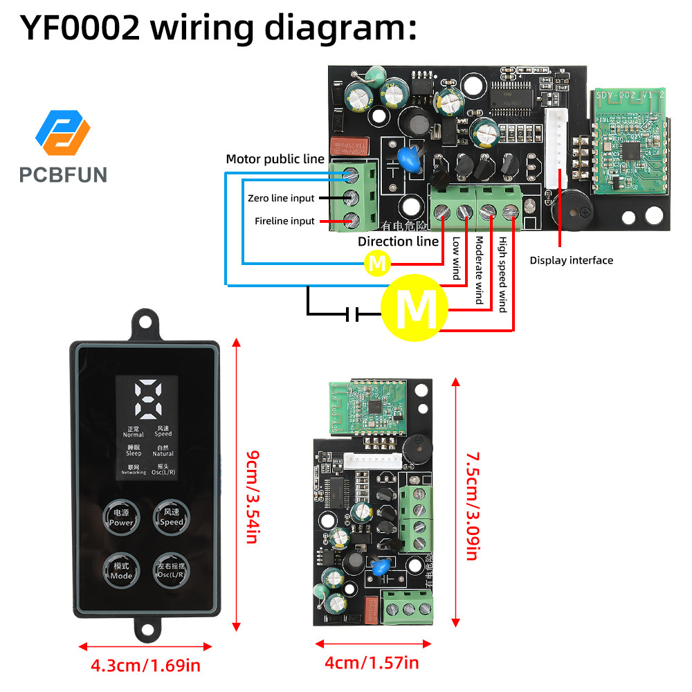 Pcbfun AC 110-220V ใช้งานได้กับการแปลงพัดลมอัจฉริยะ eWelink WIFI โมดูลสากลแอพมือถือรีโมทคอนโทรลควบคุมเสียงการตั้งค่าความเร็วสามระดับ